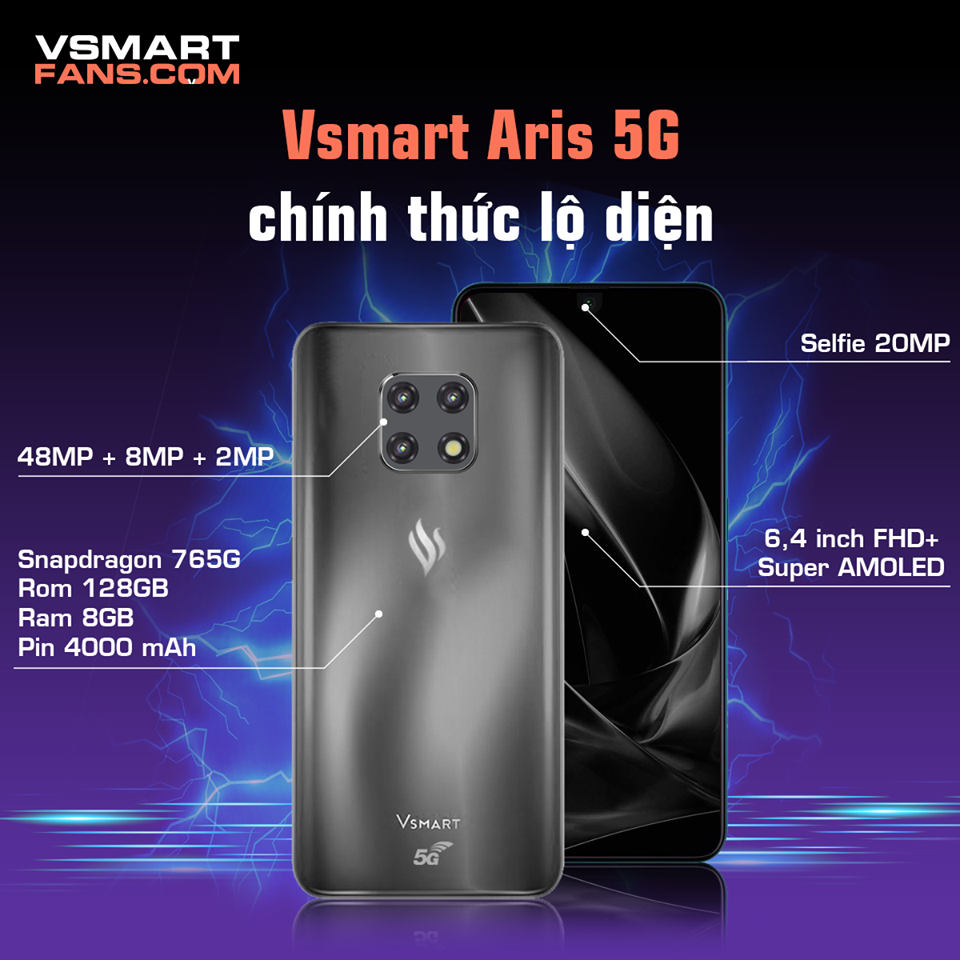 Vsmart Aris, điện thoại vsmart aris, điện thoại camera ẩn dưới màn hình, 