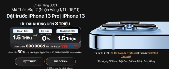 Đặt trước iPhone 13 nhận ưu đãi 3 triệu đồng