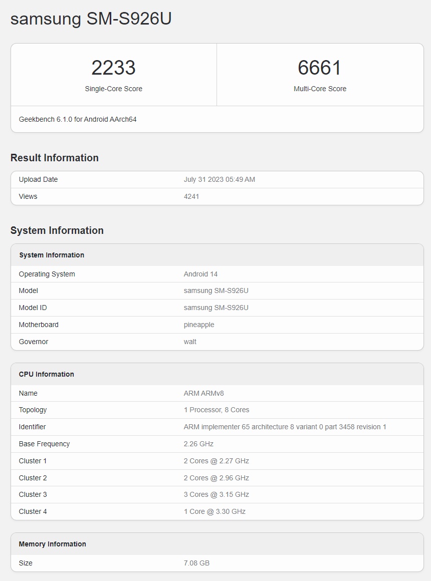 Samsung Galaxy S24+, Snapdragon 8 Gen 3